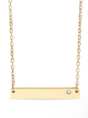 18K Gold PVD Stainless Steel Bar Birthstone Necklace NWT